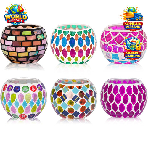 Teelichthalter 6er set mosaik - teelichthalter,