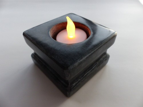 Teelichthalter marmor schwarz - marmor,