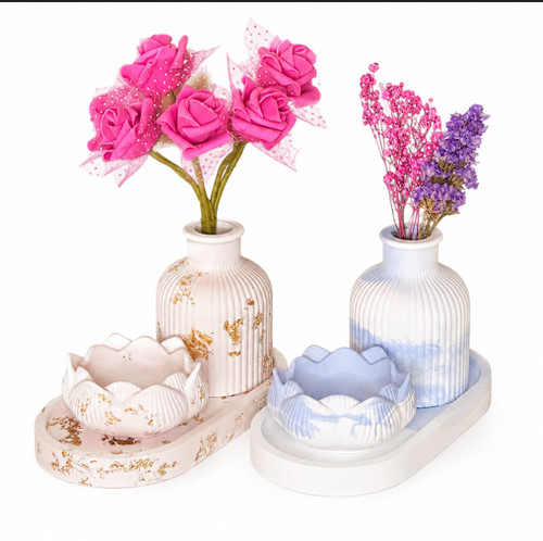 Tlg deko set gips - gips, vase