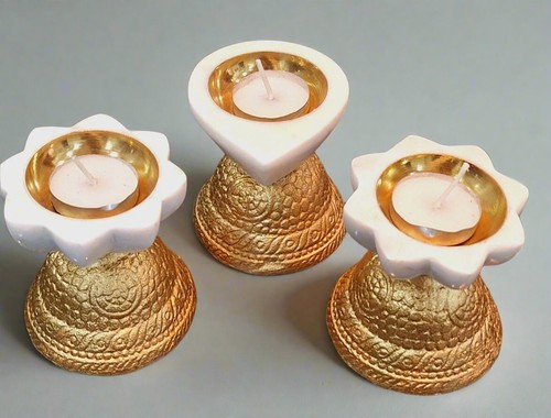 3er set marmor teelichthalter - set,
